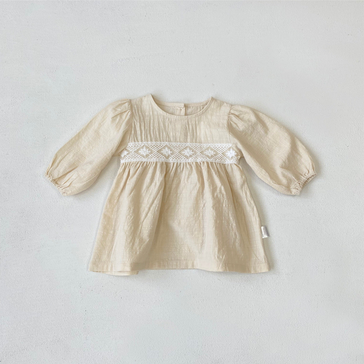 Embroidered Cotton Linen Dress – Black or Cream