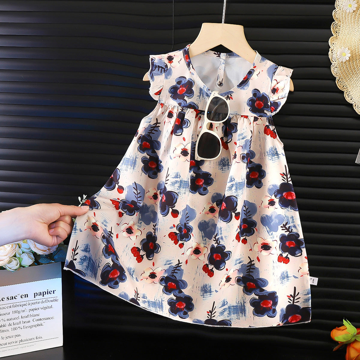 Berry Bloom Summer Dress β Navy & Cherry Red
