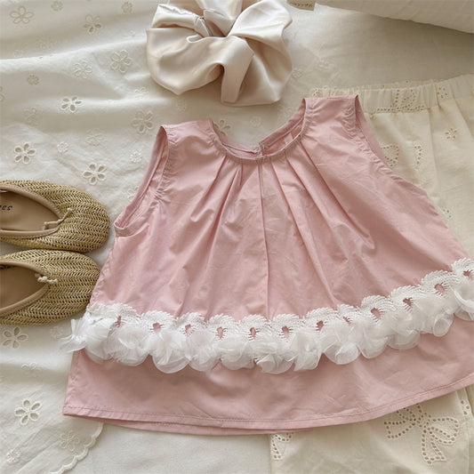 Pink Petal Trim Blouse