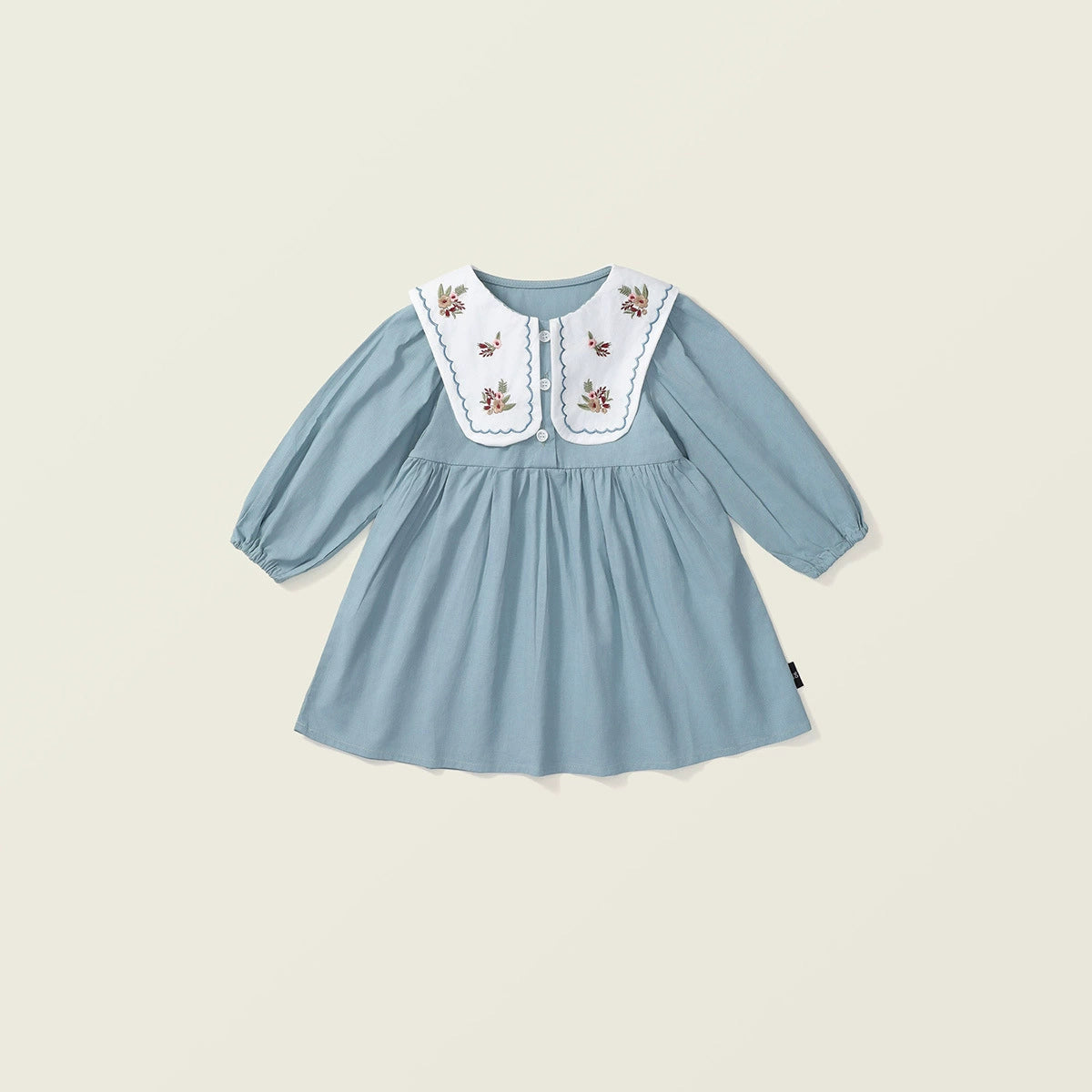 Soft Blue Dress with Doll Collar