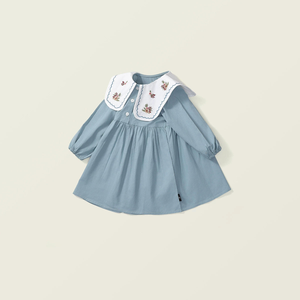 Soft Blue Dress with Doll Collar