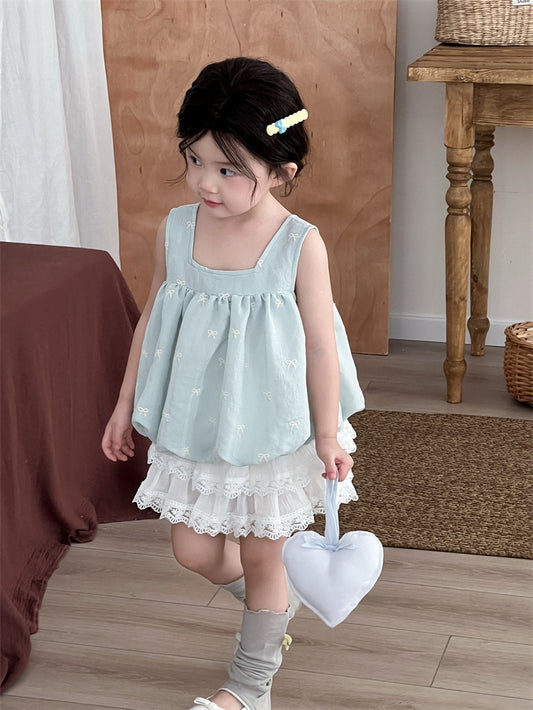 Powder Blue Bow Bubble Top