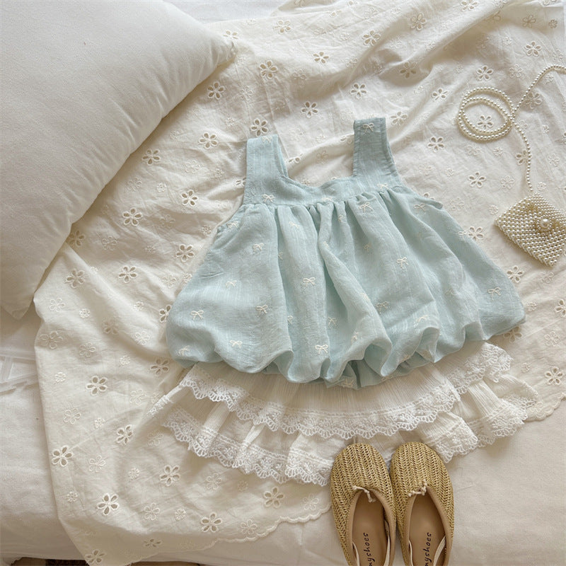 Powder Blue Bow Bubble Top