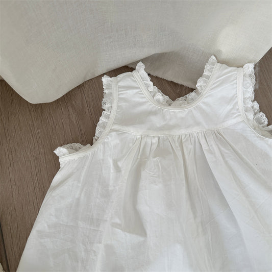 Classic White Cotton Sleeveless Dress