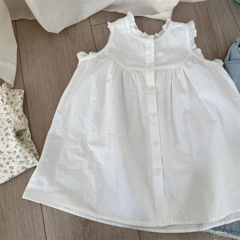 Classic White Cotton Sleeveless Dress