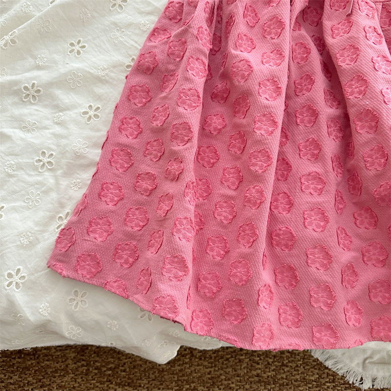 Rosy Textured Swing Dress