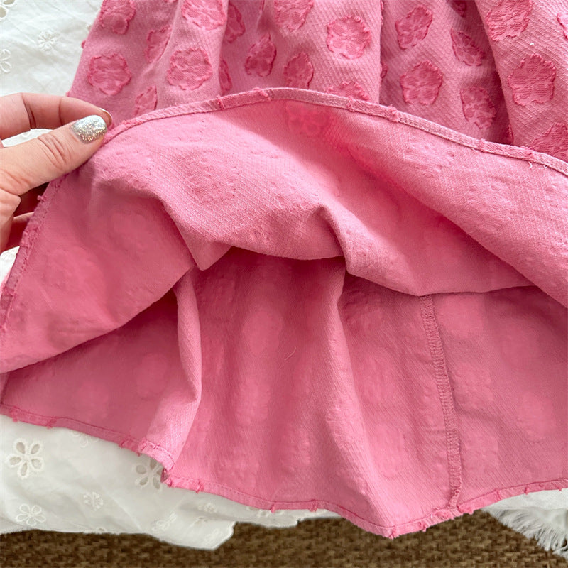Rosy Textured Swing Dress