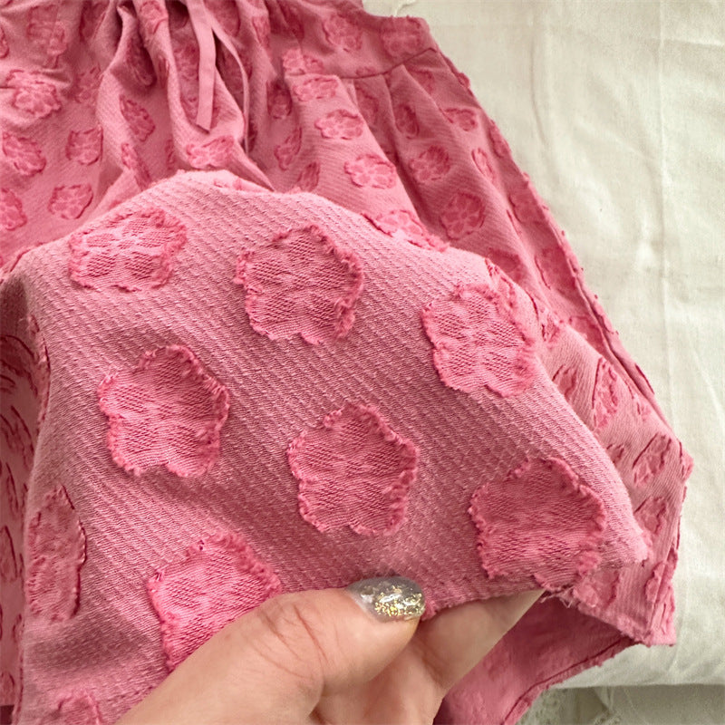 Rosy Textured Swing Dress