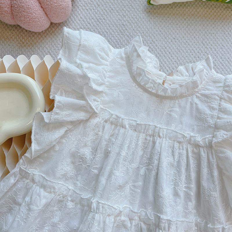 White Ruffle Sleeve Top for Toddler Girls