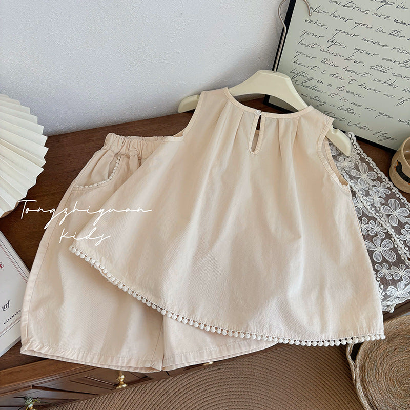 Blush Pink Pom-Pom Trim Summer Set