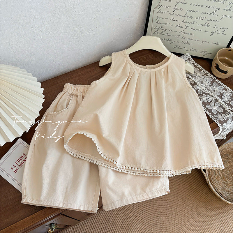 Blush Pink Pom-Pom Trim Summer Set