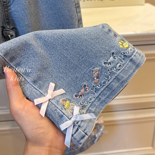 Butterfly Bow Denim Pants – Toddler Girls’ Embroidered Jeans