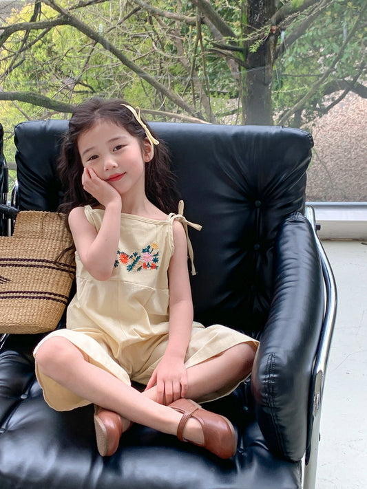 Bloom & Bow Embroidered Jumpsuit – Buttercream