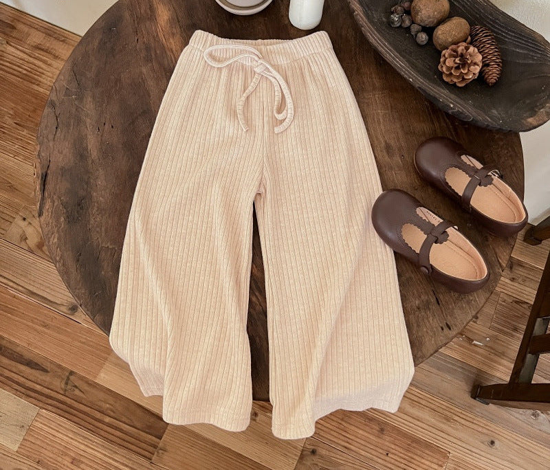 Cocoa Ribbed Lounge Pants – Soft Beige