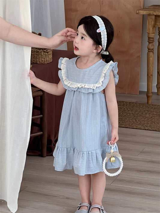 Blue Ruffle Stripe Dress