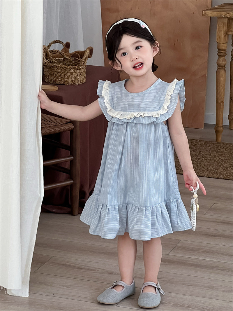 Blue Ruffle Stripe Dress