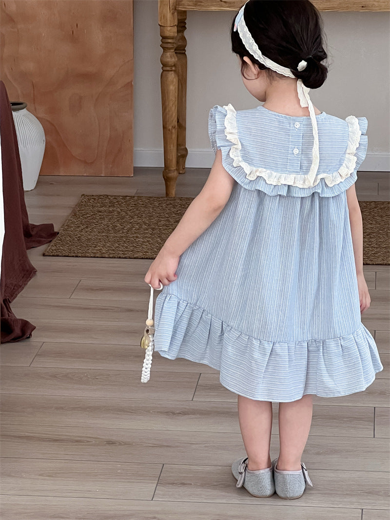 Blue Ruffle Stripe Dress