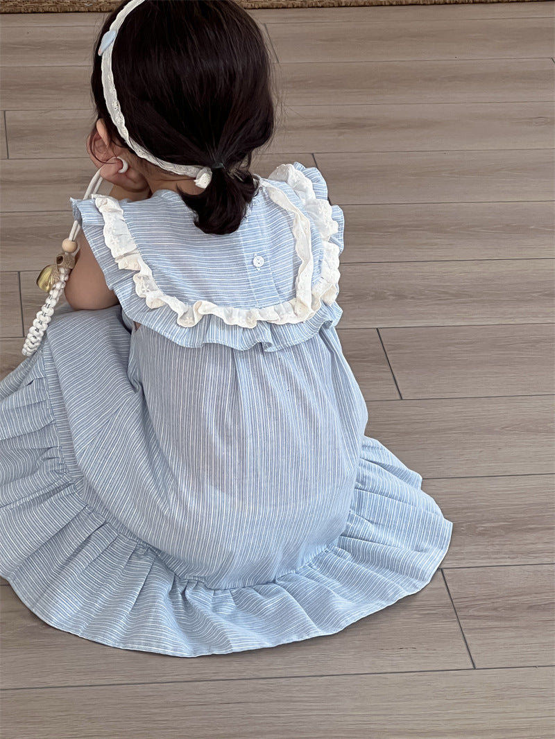 Blue Ruffle Stripe Dress