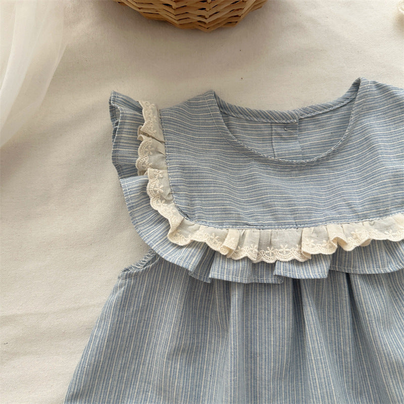 Blue Ruffle Stripe Dress