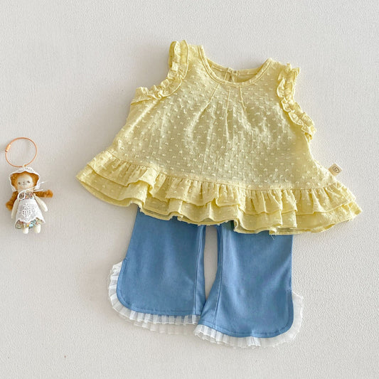 Sunny Days Swiss Dot Ruffle Top
