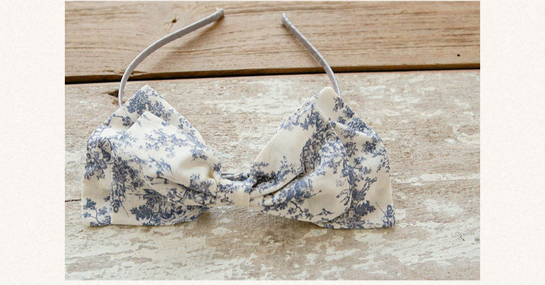 Lavender Toile Fabric Headband Bow