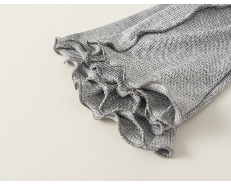 Sweet Bow Ribbed Flare Leggings