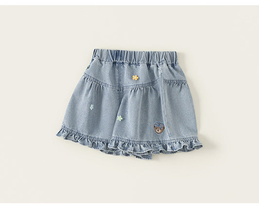 Daisy Bear Denim Skort