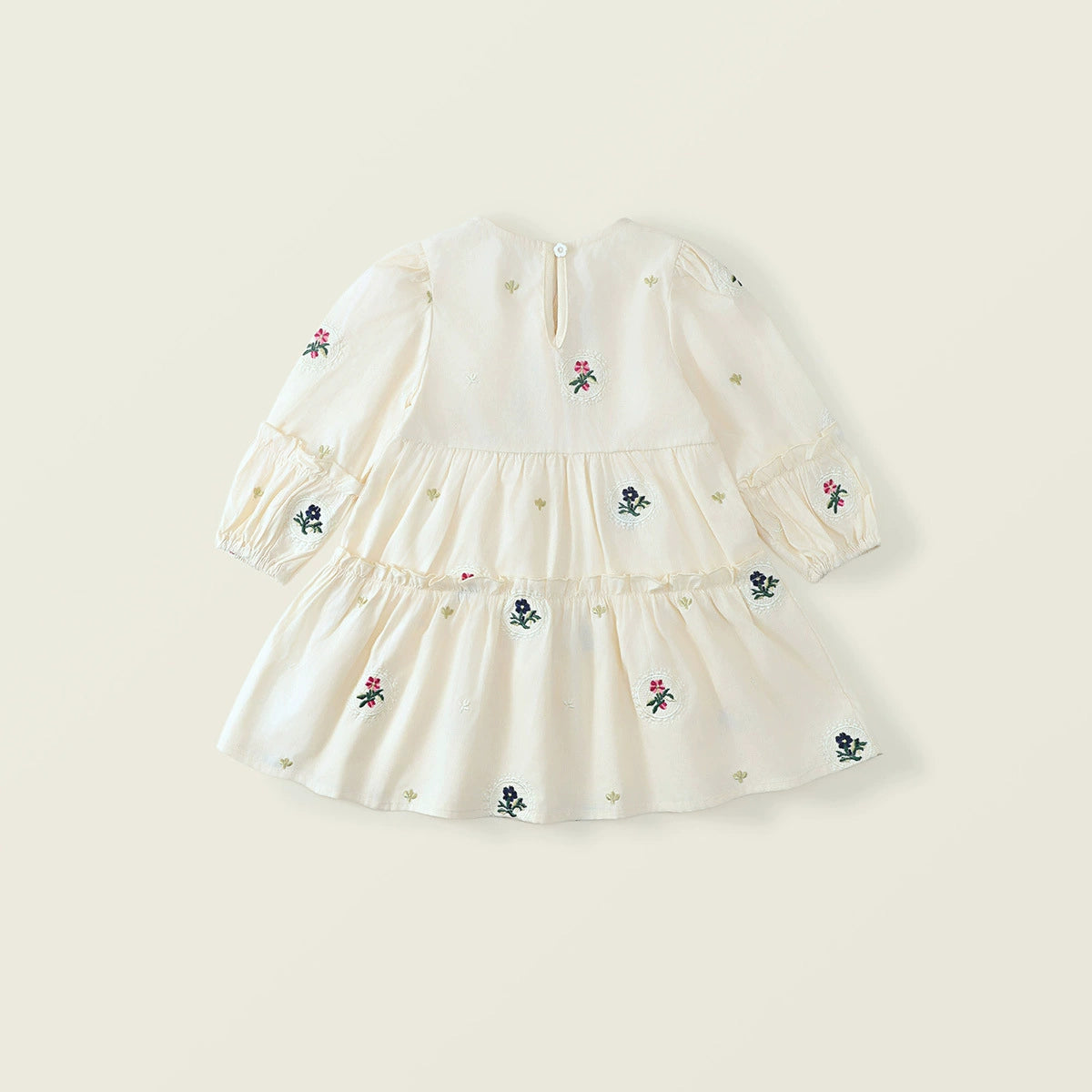 White Layered Dress with plant prints
