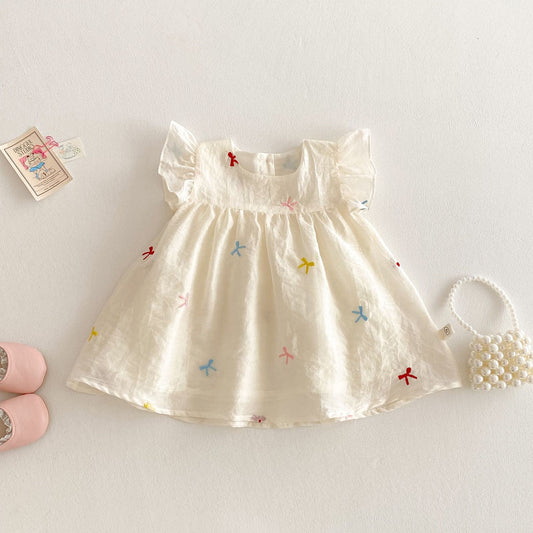 Confetti Bows Flutter Dress – Ivory Multi