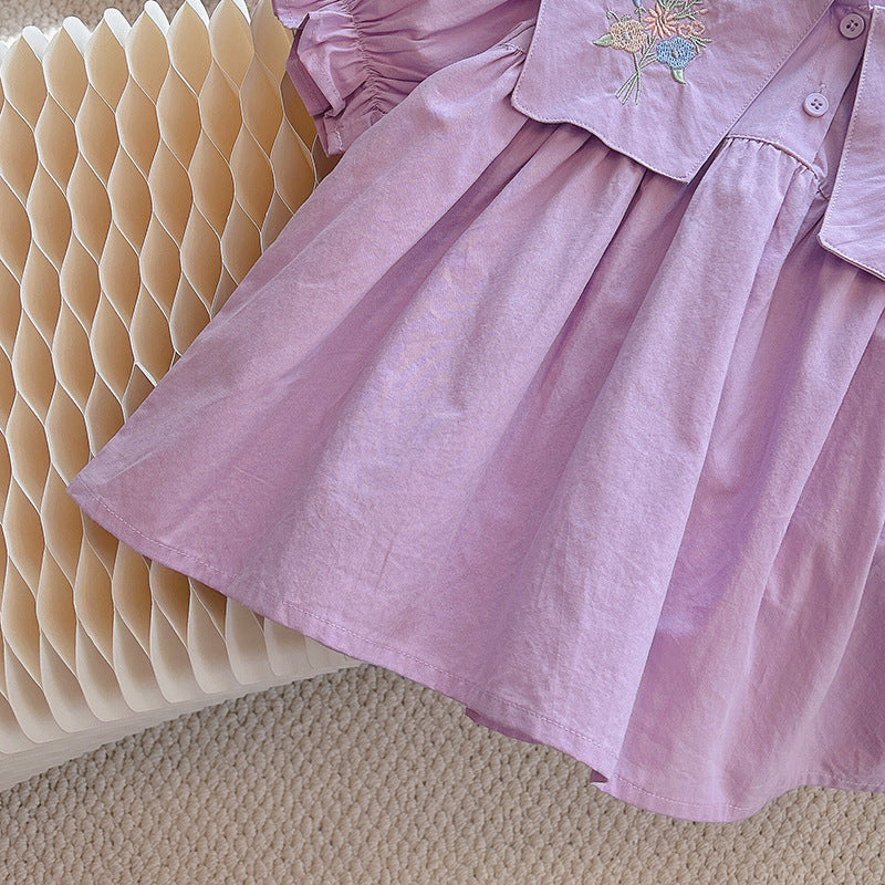 Lavender Embroidered Collar Blouse