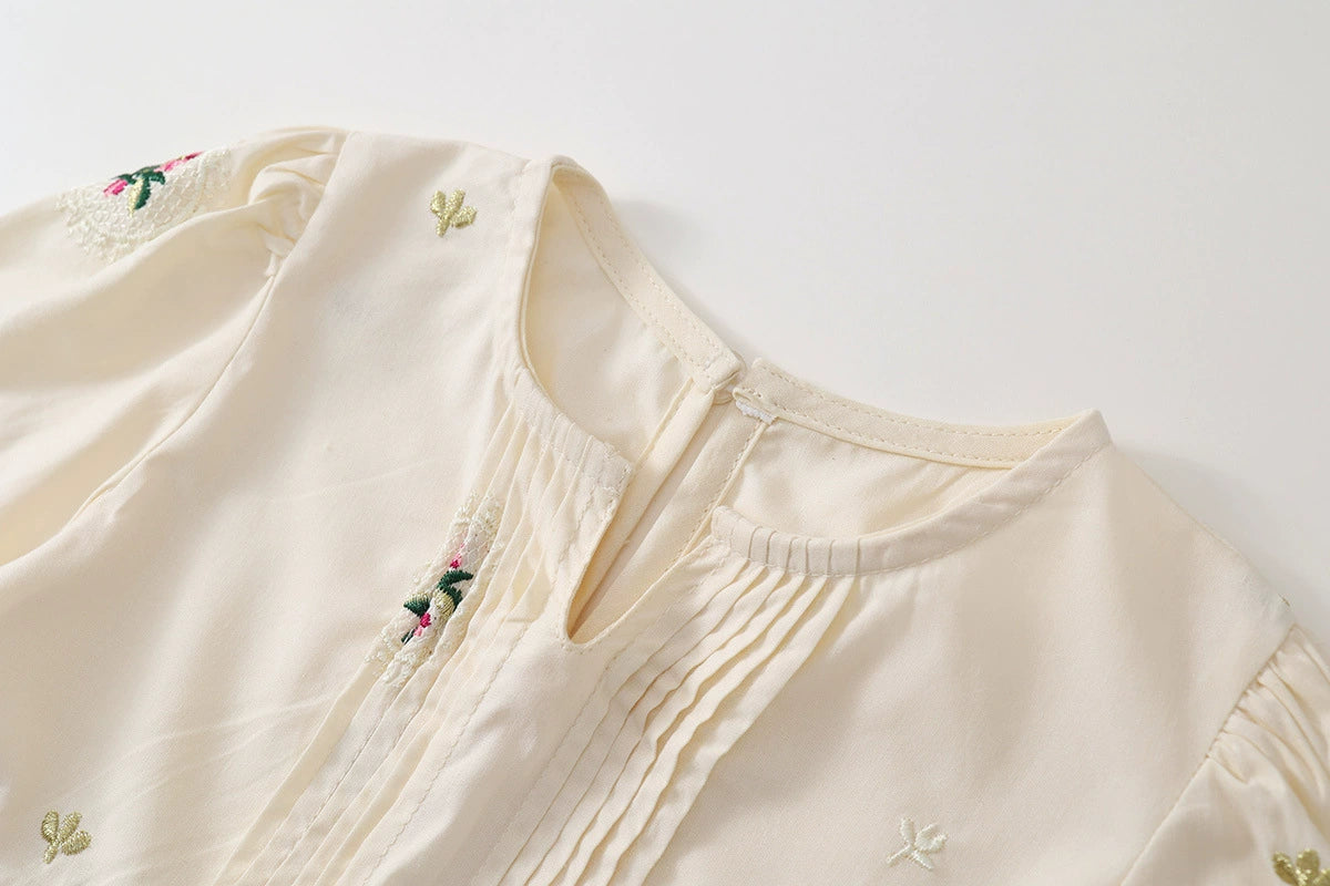 White Layered Dress with plant prints