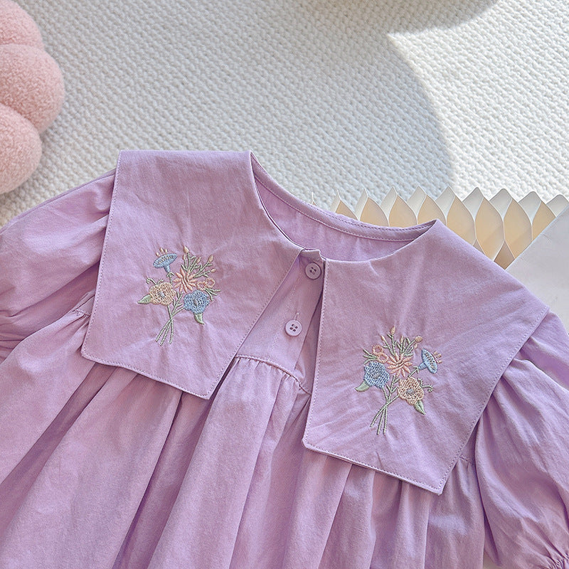 Lavender Embroidered Collar Blouse