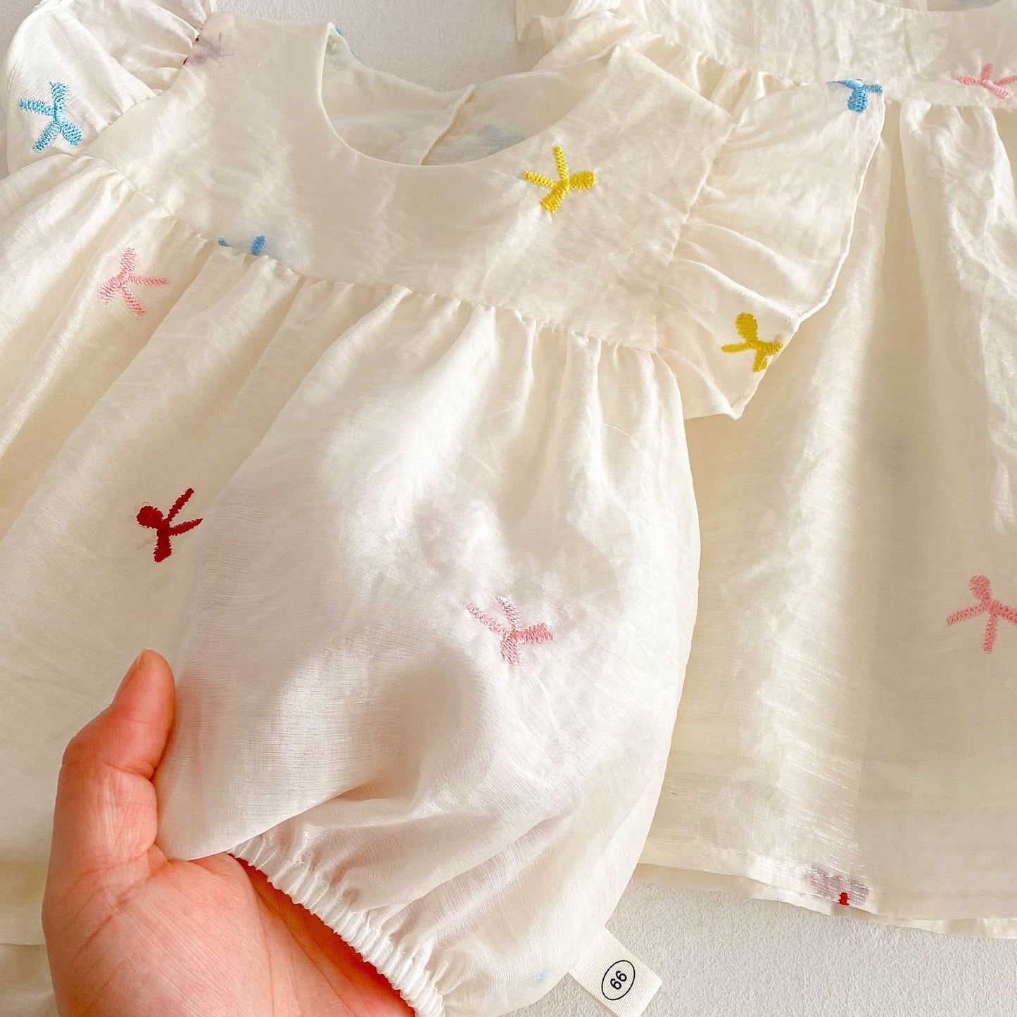 Confetti Bows Flutter Dress β Ivory Multi