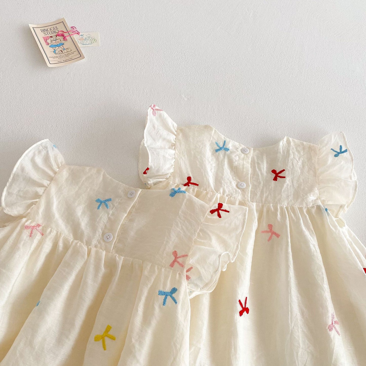 Confetti Bows Flutter Dress β Ivory Multi