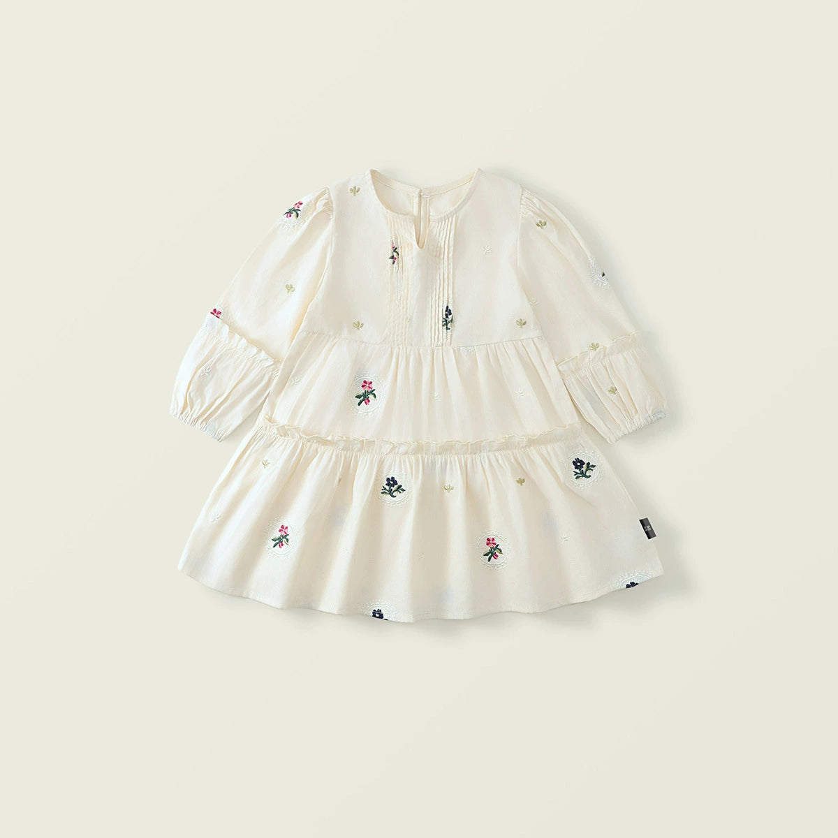 White Layered Dress with plant prints