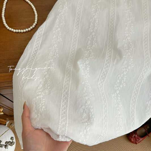 White Lace Bow Back Dress