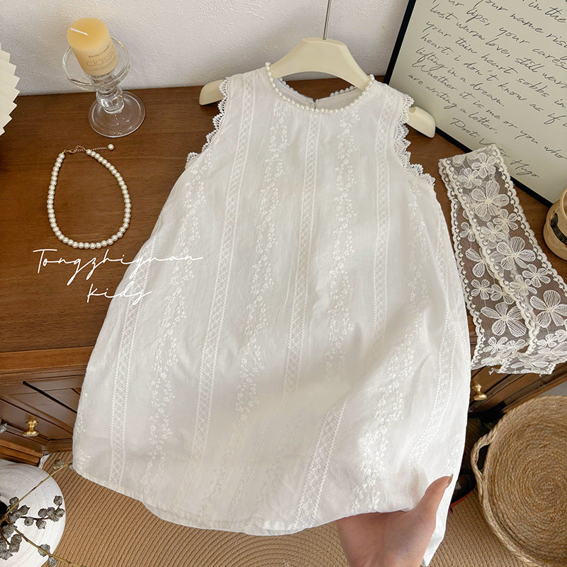 White Lace Bow Back Dress