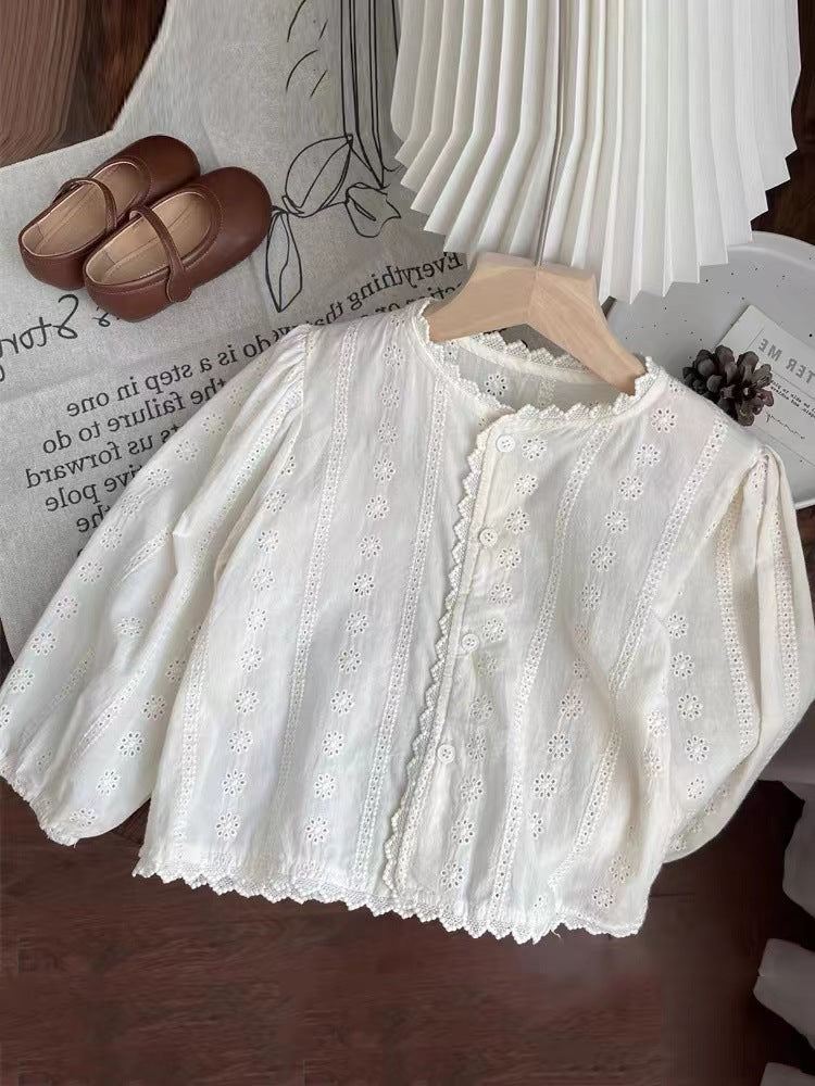Primrose Eyelet Lace Blouse β Vintage Ivory