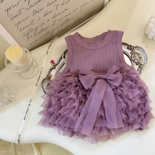 Lavender Set - Ruffle Tutu Dress – Bow Edition