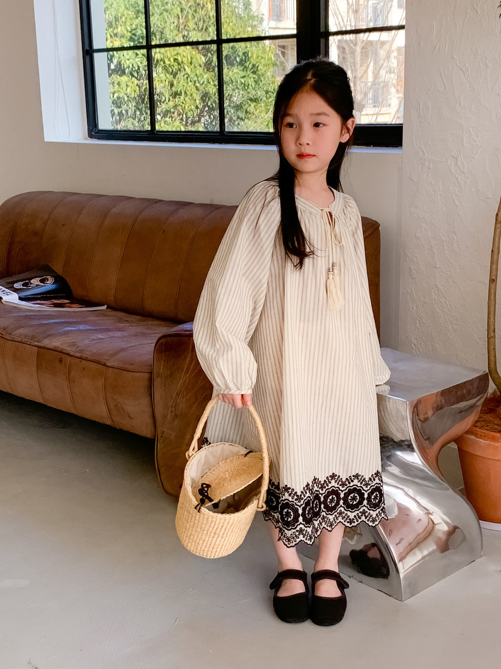 Striped Dress with Tassels