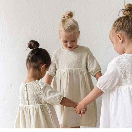 Smocked Linen Dress – Soft White Summer Dress