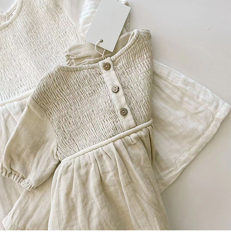 Smocked Linen Dress β Soft White Summer Dress