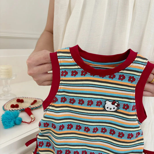 Striped Character Ruffle Dress – Playful Summer Dress