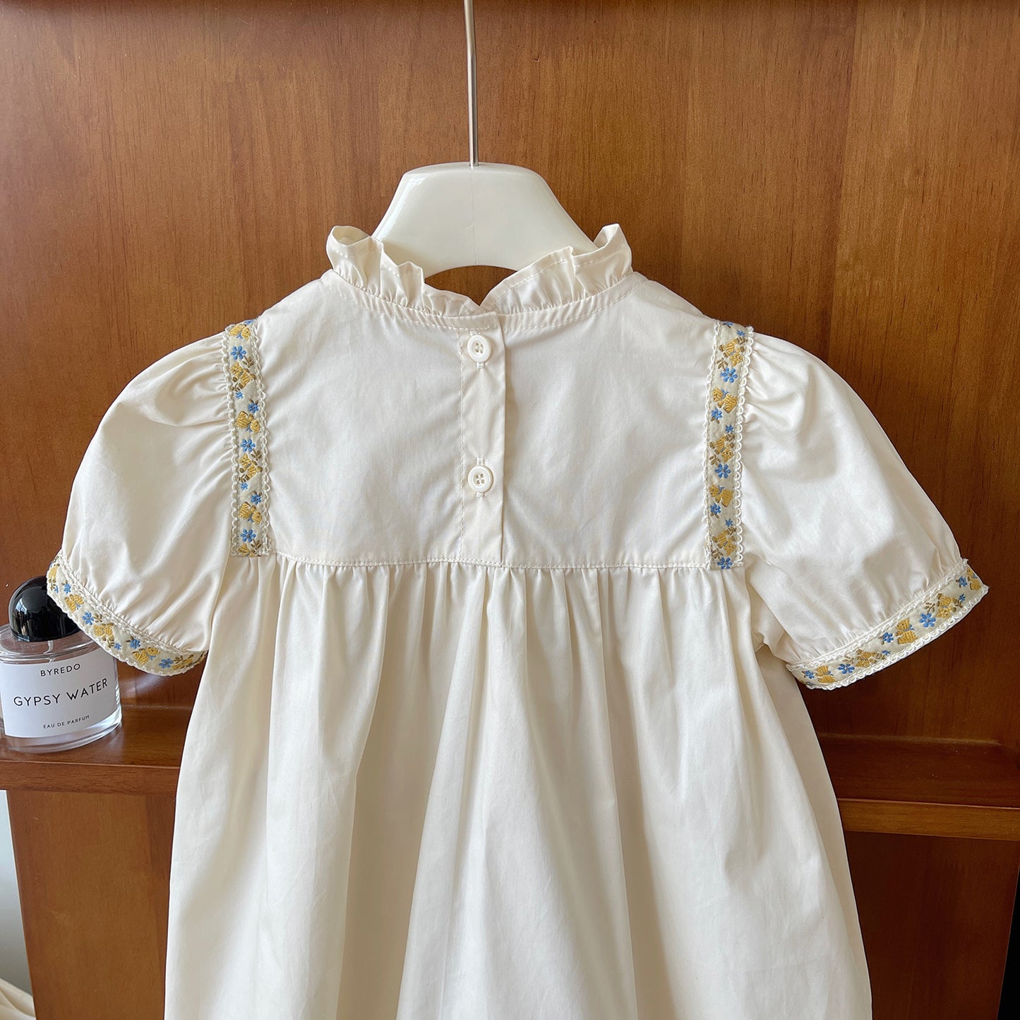 Ivory Pintuck Dress with Daisy Trim