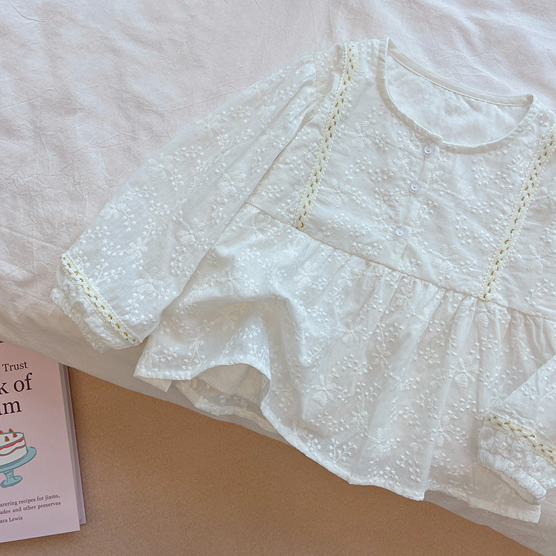 Ivory Floral Eyelet Blouse