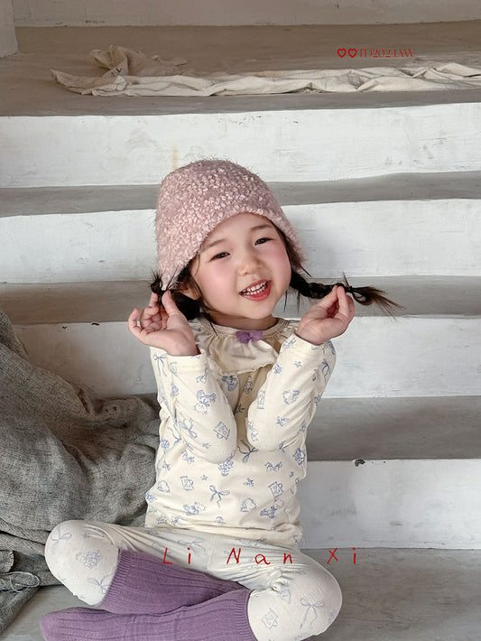 Floral Bow Long Sleeve Pajama Set