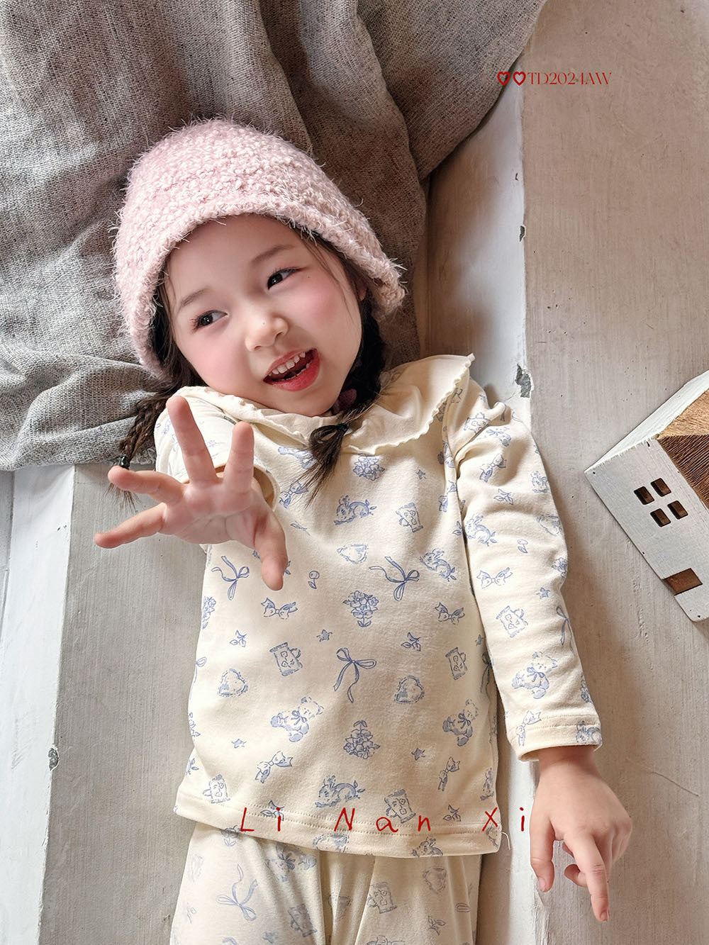 Floral Bow Long Sleeve Pajama Set