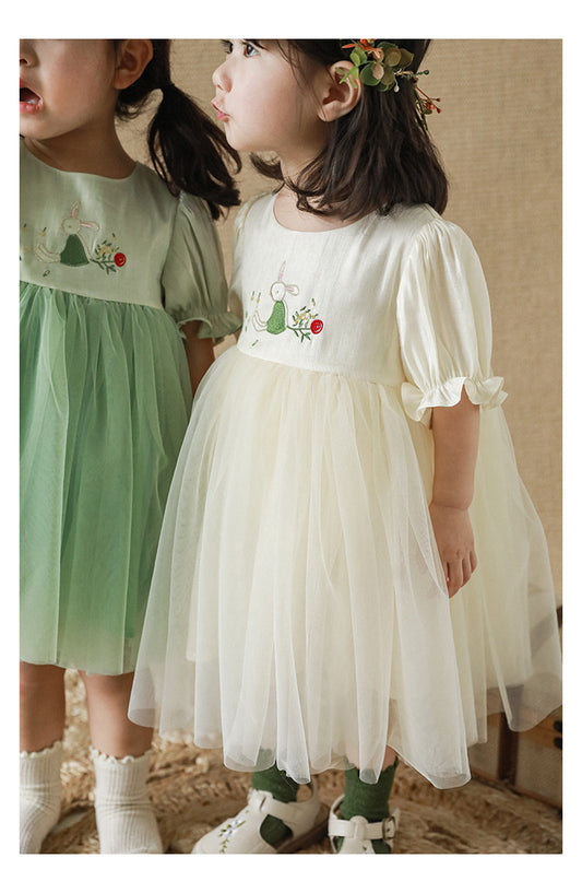 Soft & Whimsical – Cream Bunny Tulle Dress