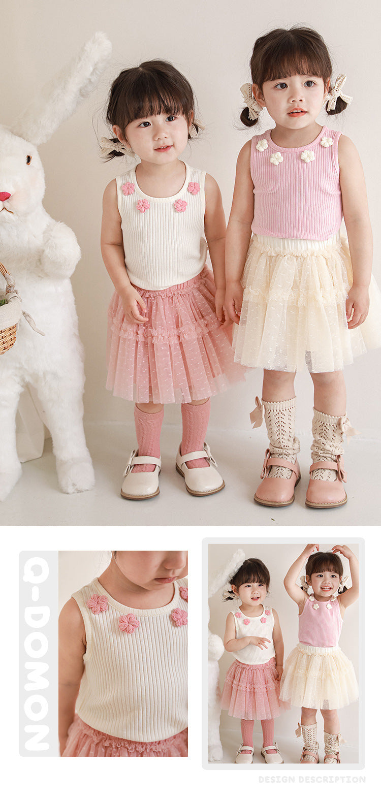 Blossom Knit Tank – Pink and White