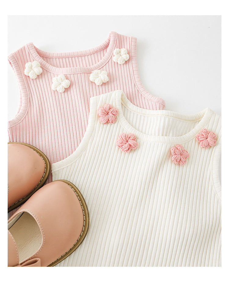 Blossom Knit Tank – Pink and White